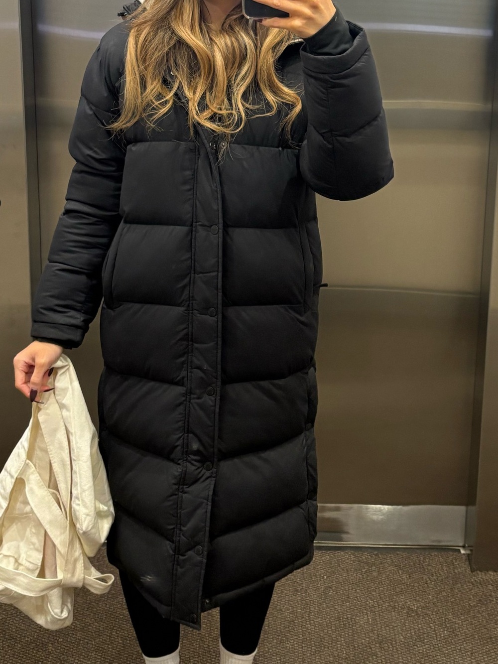 Aritzia Black Long Puffer Coat